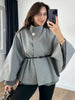 Women's Jackets Oversized Belt Tunic Jacket Autumn Winter Coat Female Red Brown Black Jacket Cropped Bat Sleeved Outerwears