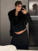 Knit Fluffy Cardigan Sweater Women's Ribbed Long Sleeve V-Neck Fluffy Elegant jacket Coat Female Knitwear Cardigan