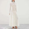 Lace Dress Women's Round Neck Hollow Out Slim Long Sleeve Retractoin Waist Big Swing Dresses 7AB8070