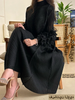 Yudx Purple Pleated High Neck Maxi Evening Dress, Ruffle Sleeve Women's Wedding Guest Ramadan Party Dress