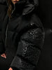 Water-reactive Leopard Pattern Women's Puff Jacket Stretch Cuff Zip Up Hooded Down Coat Unique Daily Warm Winter Lady Coats