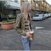 Leopard Print Women Winter Coat Faux Fur Coat Lapel Waist Tightened Jacket Single Breasted Long Sleeve Coat Daily Wear
