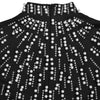 Temperament Elegant Party Diamond Pearl Long Bodycon Dress Women O Neck Long Sleeve Glitter Club Evening Black Sheath Maxi Dress