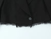 Women Lace Patchwork Black Crop Blazer Front Double-breasted Long Sleeve Suit Jacket