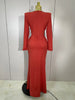 Shiny Diamond Sexy Deep V Neck Long Sleeves Maxi Dresses Women Runway Party Wear Elegant Evening Birthday Party Dress