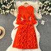 European Court Style Dress for Women A Design Sense Tassel V-neck Slim Fit Long High-temperature Pleated Flared Sleeve