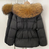 Real Fox Fur Down Coat Female Autumn Winter Warm Hooded Real Fur Duck Down Jacket Long Sleeves Outerwear Women Puffer Jacket
