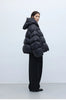 Stylish Silhouette 90% White Goose down Hooded down Jacket for Women, Curved Sleeve Puffer Coat, Thickened Outerwear, Winter Model