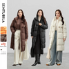 Women's Long Parkas Winter Padding Coat Oversized Stand Neck Hooded Zipper Warm Outerwear Woman Clothes W44M58169