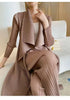 Pleated Long Trench Thin Temperament Solid Color Big Lapel Open Stitch Coat Female Coat Autumn 2C785