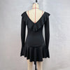 Sexy Black White Patchwork Ruffles Short Dress Women's Long Flare Sleeve Lace-up Evening Party Mini Dresses Female Blue Pink Red