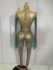 Sparkly Rhinestones Sexy Mesh See Through Bodycon Jumpsuit Women Birthday Gown Women Bar Nightclub Dancer Stage Outfit