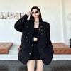 Korean High-Quality Women Blazer Autumn V-neck Loose Long Sleeve Temperament Casual Blazers Jackets Female Outerwear