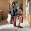 Women Jeans Straight Stripe Button Detail Jeans Female High Waist Loose Curved Wide Leg Denim Pants Vintage Casual Outfit Ladies