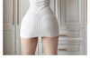 Women Transparent Sexy See Through Mini Dress Korean Outdoor Expose White Sheer Slim Fit Above Knee Longsleeve Crop Skirts