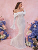 Autumn Long Sleeve Off The Shoulder Bodycon Dress Mermaid Wedding Guest Party Dresses for Women White Dress
