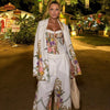 Women's Floral Printed Pants Set 3-pieces Blazer & Corset Crop Top & Wide-leg Pant Spring Chic Lady Party Outfits