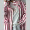 Striped Hooded Long Trench Coat Drawstring Waist Open Front Spring Women Glam Outerwear Warm Casual Lady Windbreaker Jacket
