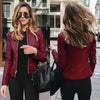 Autumn and Winter Women's Large Size Leather Jacket Solid Color Slim Street Elegant Versatile Top PU Suit Jacket