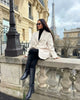 Winter Women's White faux fur Effect straight cut loose Edition casual suit jacket