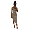 Women Christmas Party Dress Sequined Irregular Hem Evening Dress Low-cut Prom Wedding Party Formal Slit Hem Ladies Midi Dress