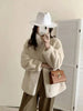Eco-friendly Mink Fur Windproof Stand Collar Faux Mink Coat For Women Warm Winter Thick Jackets With Pockets 2DB5167