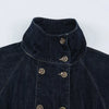 Women's European and American Style Denim Jacket Spring and Autumn Elegant High Street Double Breasted Coats
