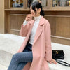 Pink Double Sided Cashmere Coat Women's Mid Length Autumn Winter High End Split Belt Coats Streetwear 2DA7712