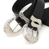 American Y2K Retro Rhinestones Belt Women Punk Hip Hop Rock Style Jeans Belts Black PU Leather Needle Buckle Belt