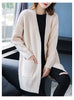 Knitted Shirt Casual Long Sleeve Loose Medium Length Outwear Sweater Coat Women Autumn Knitwears Cardigan Mujer