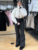 Skiing Long Pant Sets For Women Thick Stand Collar Cotton Jacket High Waist Wide Leg Trouser 2 Pieces Sets Skateboard Outfit