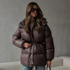 Thicken Cotton Jackets Women High Neck Long Sleeves Zipper Drawstring Warm Coats Female Winter Solid Loose Outwears