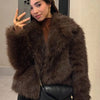 Autumn Winter Faux Fur Coat For Women Elegant Solid Button Long Sleeve Jacket Female Streetwear Warm Outerwear