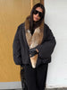 Women Faux Fur Collar Puffer Jacket Lapel Oversized Long Sleeve Warm Loose Thick Coat Female Winter Casual Jackets