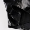 Women Fitted Black Faux Leather Biker Jacket Slim Waist Zip Up Moto Coat Y2K Streetwear