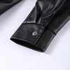 Vintage Zippers Short Leather Jackets Women's Casual Lapel Button Pockets Full Sleeve Coat Autumn Lady Chic Streetwear