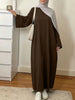 Muslim Abaya Dress for Women Solid Color Loose Long Sleeve Maxi Dress Casual Islamic Kaftan Modest Prayer Robe