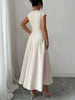 Women Square Neck Midi Dress, Cap Sleeve Fitted Flare Dress Elegant Outfit for Office Party Date