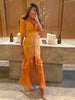 Sexy Print Women Long Dress Urban V-neck Single Breasted Ruffles Half Sleeve Female Dresses Spring Autumn Lady Robe