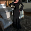 Women's Long Dresses Solid Satin Flare Sleeve Slim Lace Up Floor-length Dress Females Sexy Elegant Party Maxi Dress