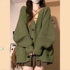 Loose Cardigan Women Long Sleeve V-neck Knitted Black Slouchy All-match Female Autumn Winter Coats Korean Chic Baggy Tops MLQ9