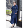 French Heavy-duty shirt collar long-sleeve denim dress for women, spring commute casual elegant waist Vestidos