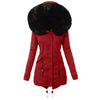 Women Parkas Hooded Long Sleeve Slim Fit Coats Button Solid Zipper Splice Parka Tight Wait Outerwear Thick Warm Fur Collar