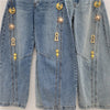 Chic Y2K Style Metal Decoration Washed Blue Women's Stacked Jeans Pants For Woman Clothing Wide Leg Vintage Denim Trouserso