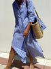 Autumn Long Sleeve Shirt Dress Elegant Belt Long Dress For Women Print Button Lapel Neck Casual Dresses Robe Femme