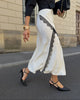 Lace Crop Top And Slit Long Skirt 2 Piece Set Women's Sexy Deep V Neck Tops High Waist Slim Dress Sets Elegant Outfit