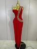 Women Elegant Shiny Diamond Sexy One Shoulder Long Bodycon Bandage Dresses Celebrity Evening Party Nightclub Wedding Guest Dress