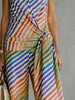 Women's Multicolor Diagonal Striped Palazzo Pants Loose Casual High Waist Wide Leg Trousers Bottoms