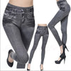1pcs Women's Denim Print Leggings Females Slim Leggings Faux Jeans Leggings Lady Stretch Printed Tights Black Blue Pants