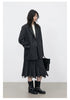 Women Woolen Blazer Coat Loose Casual Office Ladies Suit Jacket Striped Fish Tail Skirt Set Autumn Winter